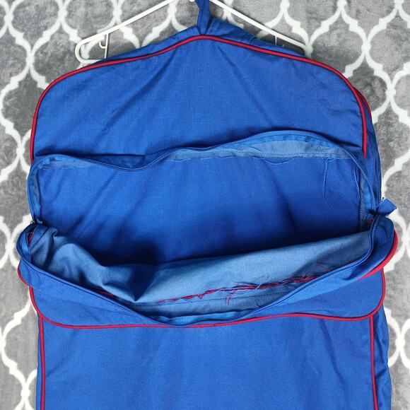 Vintage Texas Rangers Garment Bag Suit Bag Blue Red Piping Tommy Thompson 65 80s - Picture 4 of 9